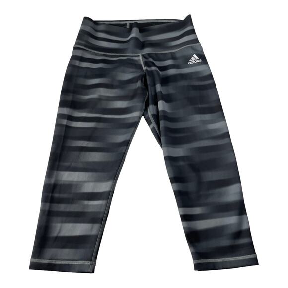 Adidas Womens Size Small Climalite Athletic Capri Leggings Gray Yoga Workout Gym - Picture 1 of 9